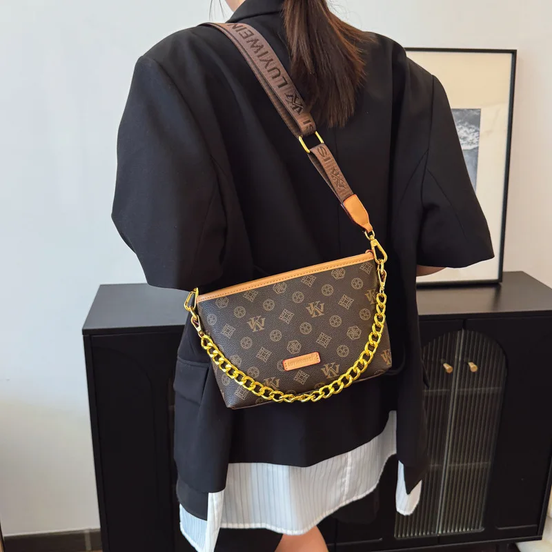 

2025 Stylish Crossbody Bag - Vintage Shoulder Purse with Floral Print, Spacious Zip Top Tote for Women, Fashionable Handheld Bag