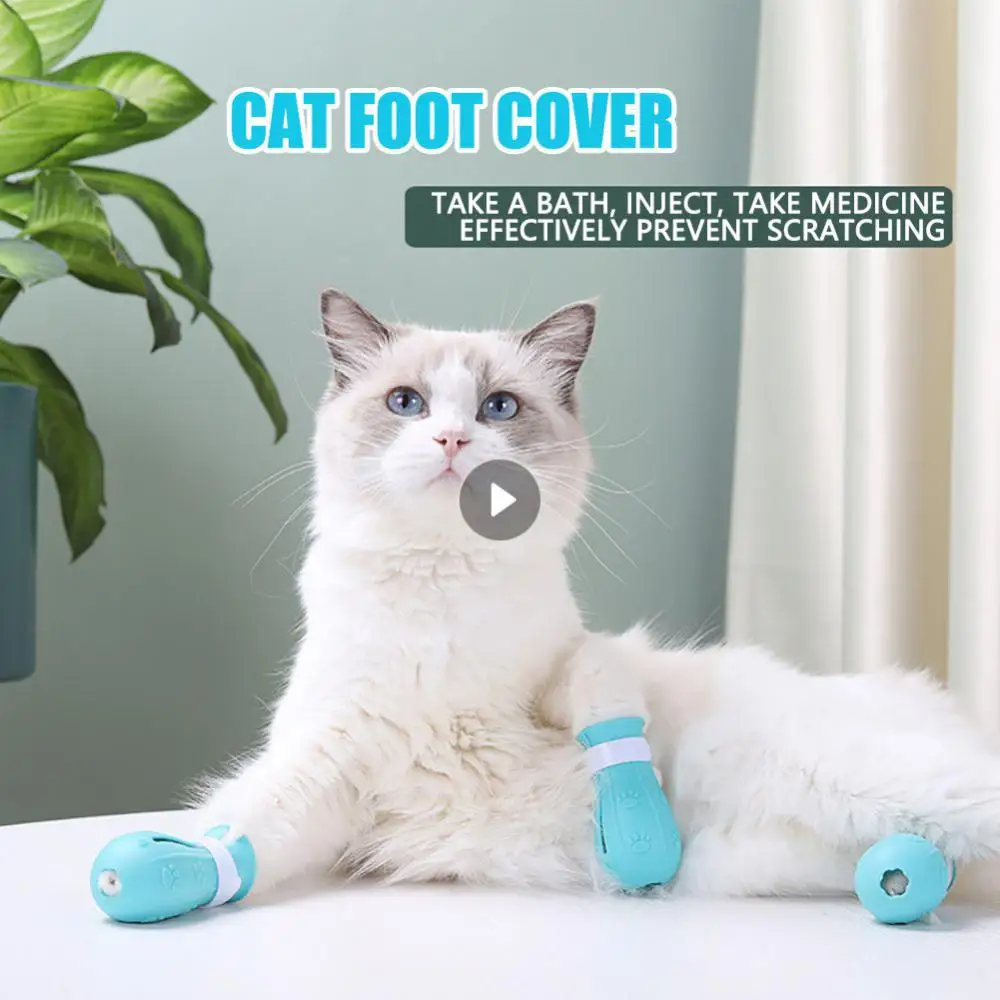 Cat Claw Protector Convenient Adjustable Soft Silicone Cat Supplies Cat Shoes Anti-scratch And Bite For Grooming Bathing Shaving