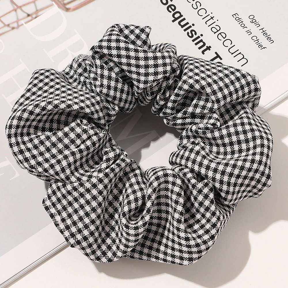 10Pcs Checkered Hair Circles Hair Rope Plaid Scrunchies Headrope Large Intestine Ring Hair Accessories