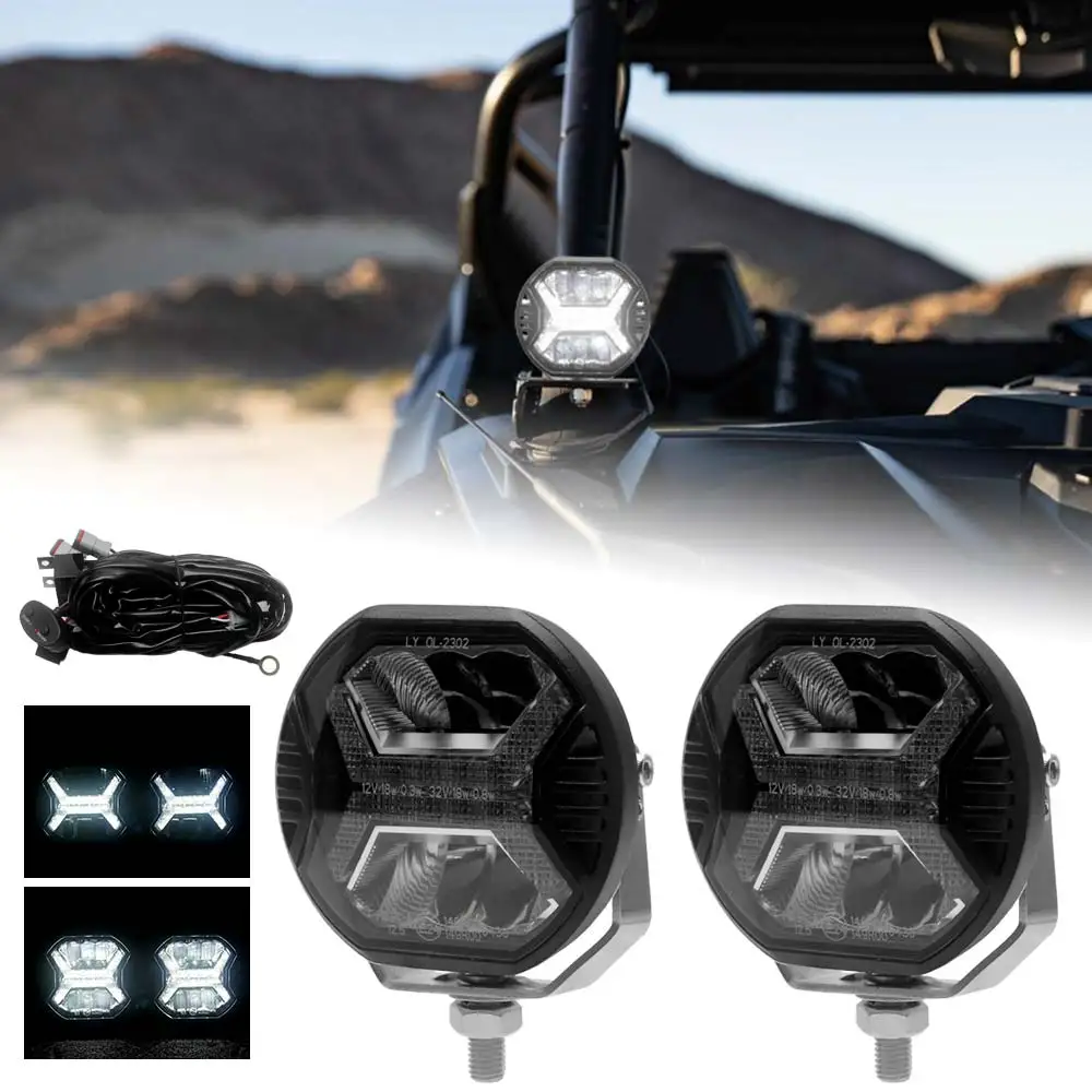 Offroad Driving Lights With Mounting Bracket And A Control Harness Switch Compatible With Jeeps Atv Suv Engineering Vehicle Boat