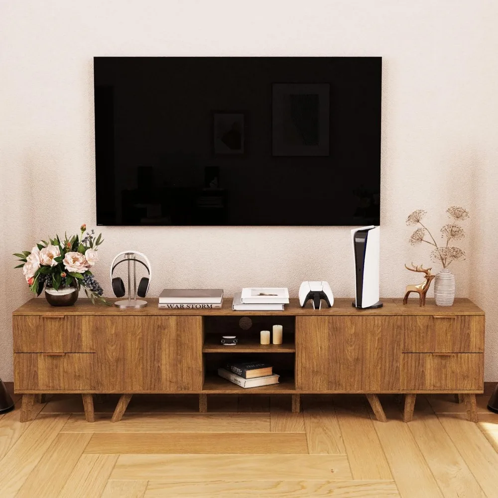 طقم منضدة مخدد حديث مكون من قطعتين من منتصف القرن، وخزانة غرفة نوم بدرجين مع طاولات جانبية صغيرة #4