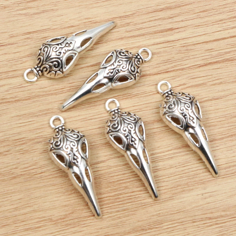 15pcs 35x13mm Antique Silver Plated Bird Skull Skeleton Chrams Metal Alloy Pendant DIY Charms DIY Jewelry Making Findings