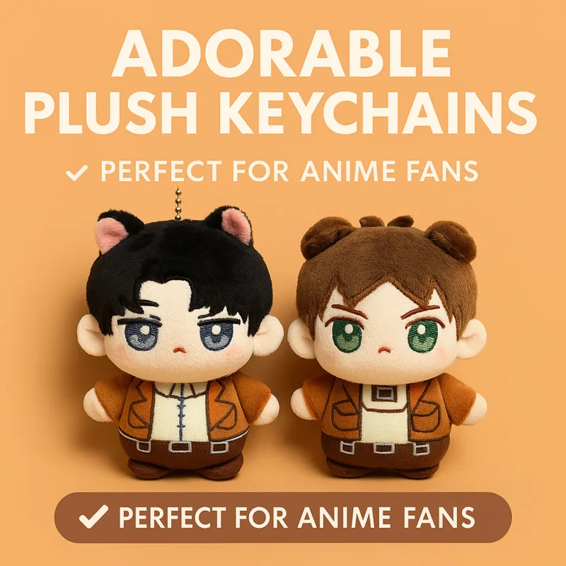 

Kawaii Anime Plush Keychain Attack On Titan Eren Jaeger Levi Mini Stuffed Figure Cute Bag Charm 12cm Doll For Gift Fans