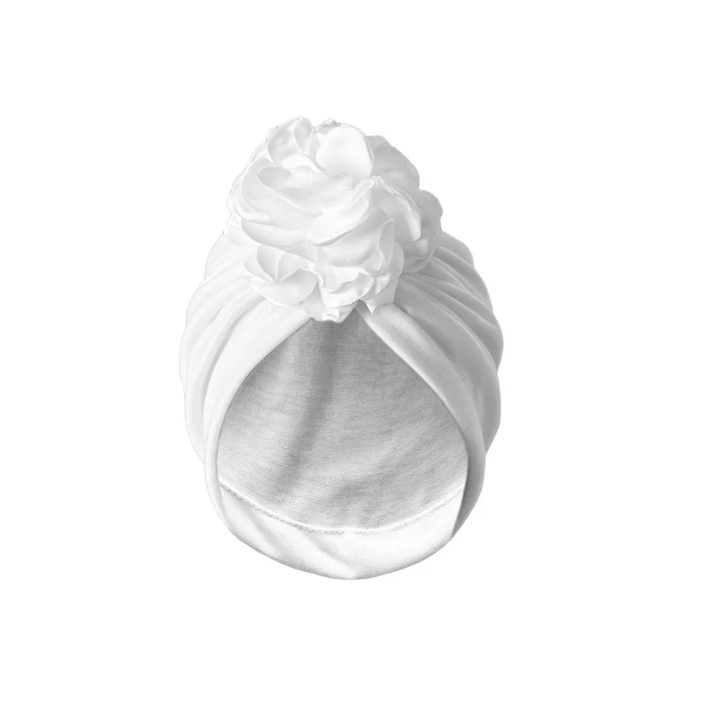 

Fashion Elastic Women Turban Hat Big Flower Solid Color Bonnet Indian Cap Beanie Hat Hair Accessories
