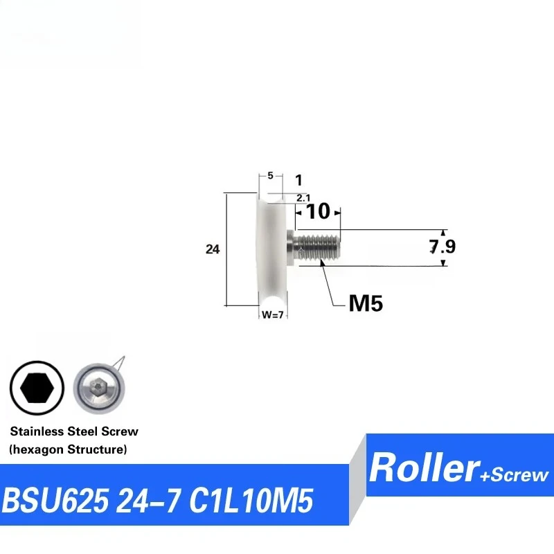Pulegge con cuscinetto scanalato a forma di U multi-specifica con/senza viti