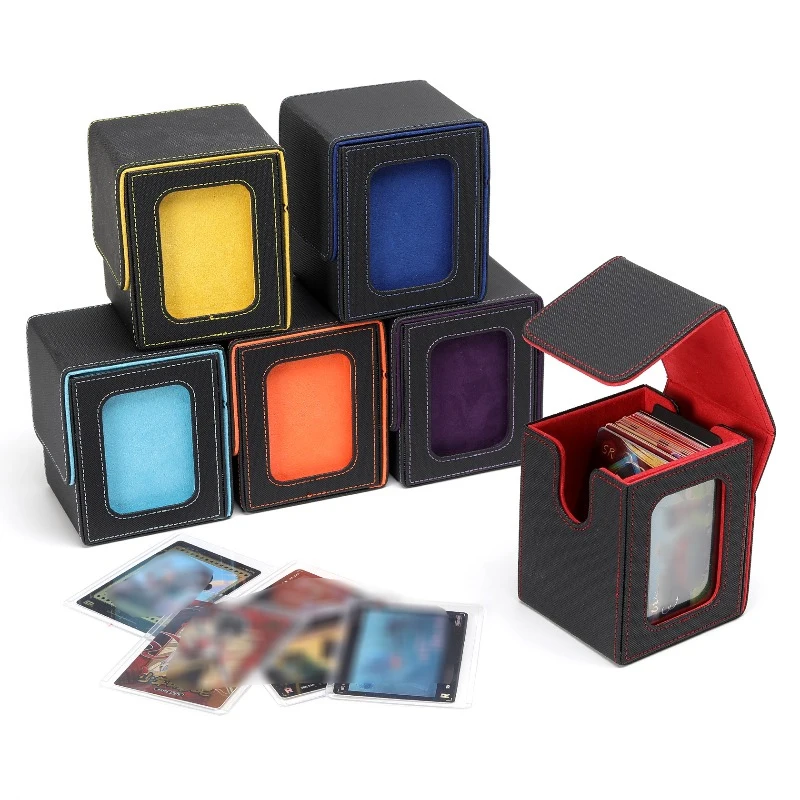 

Модная коллекционная игровая карта с окном, многоцветная коробка для хранения карточек, стек для карточек, настольная игра Tcg, волшебный командир, коробка для колоды, коробка для хранения букв