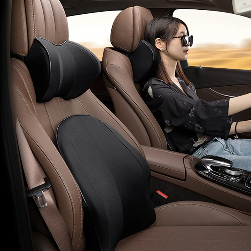 

Car Headrest Neck Pillow For Seat Chair In Auto Memory Foam Cotton Cushion Fabric Cover Soft Head Rest Travel Office Support