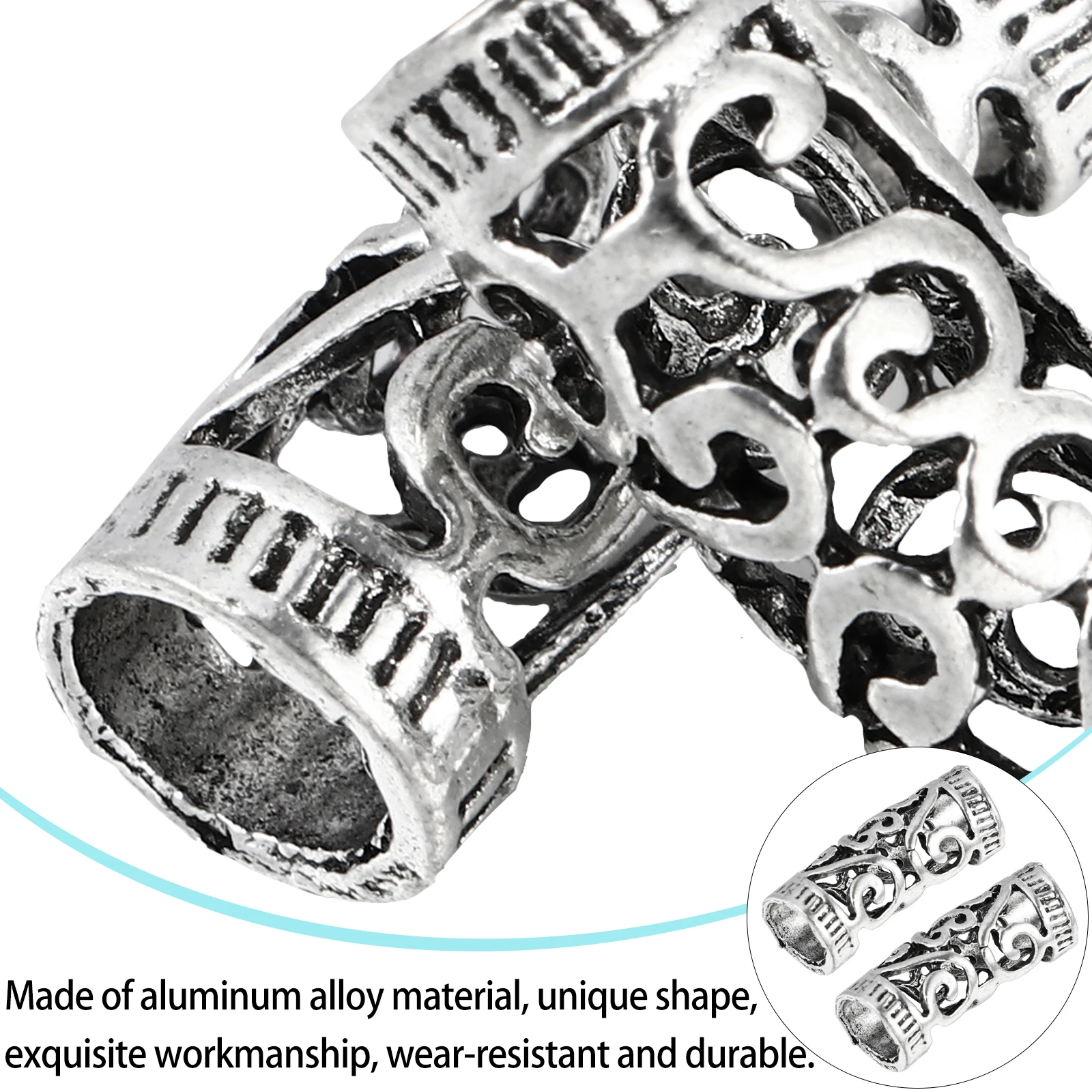 

6Pcs Retro Hollow Out Alloy Dreadlock Rings Easy To Use Hair Cuffs For Braids Party Wedding Prom Decoration Accessory