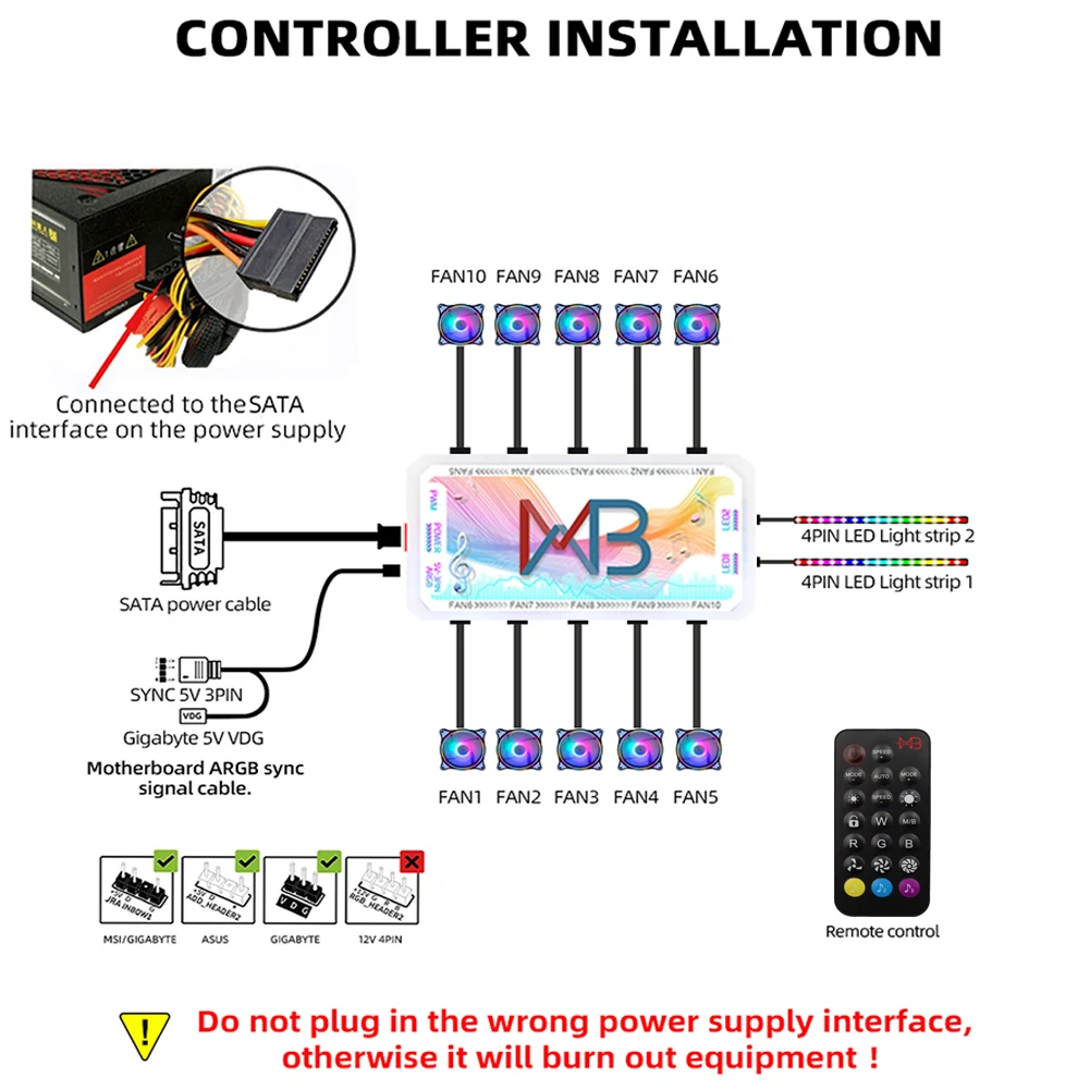 120mm Case Fan ARGB PC Cooling Cooler Radiator Aura Sync 6Pin Adjustable With Remote Control RGB 12cm Fans Ventilador