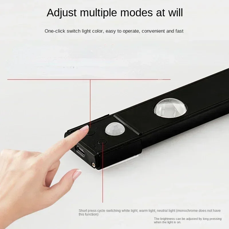 Intelligent Human Body Sensing Ultra-thin LED Cat Eye Light ChargingStrip Wardrobe Cabinet Strip Three ColorLight IntelligentLED