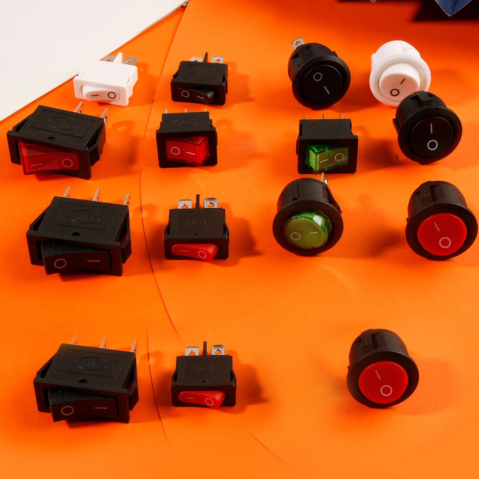 6 buah sakelar On Off Rocker 2p 3p Kcd1 Kcd3 Mini menempel Toggle bundar jepret SPST untuk perahu Mobil