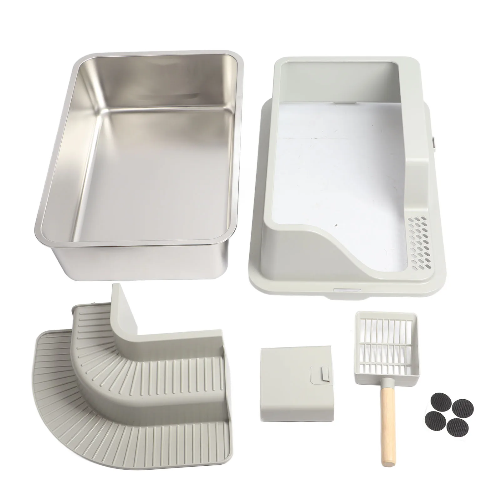 

Large Cat Litter Box Leakproof Easy To Clean Ample Space Splash Proof Stainless Steel Cat Litter Box Odor for Large Cats