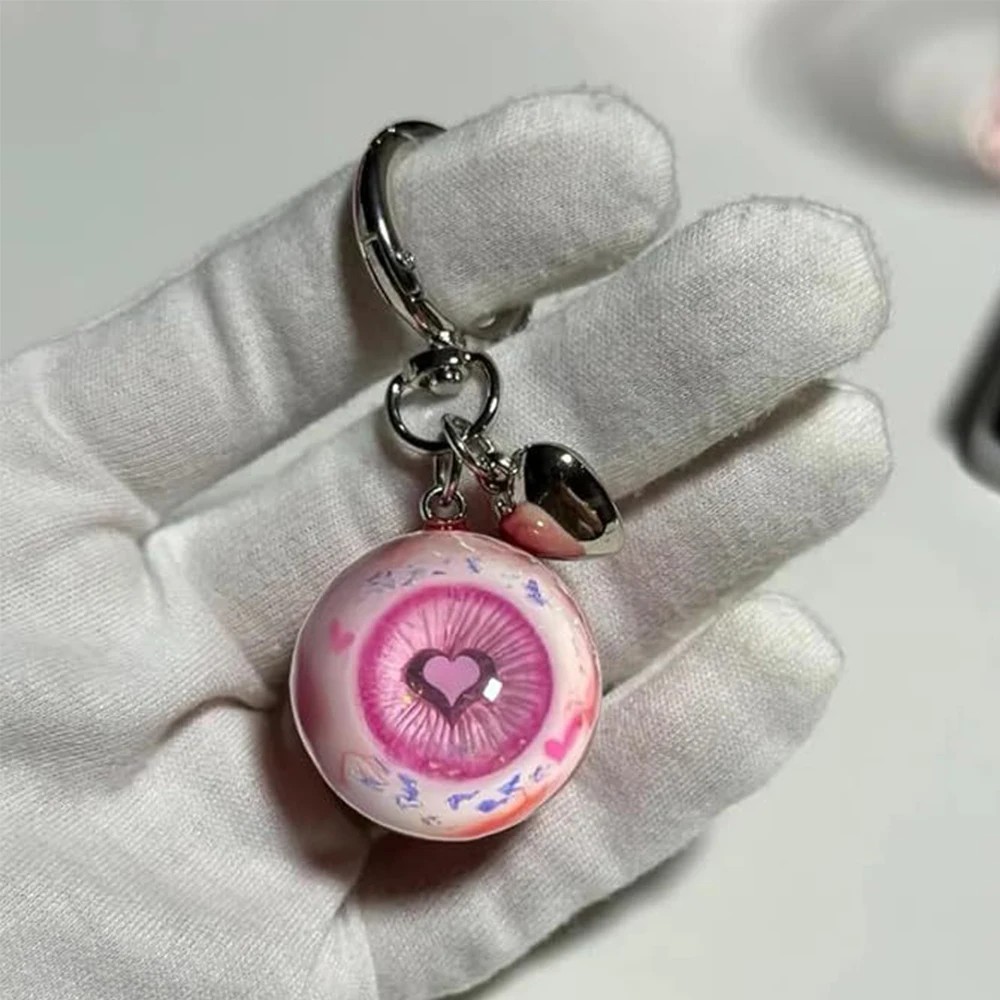 

Gothic Demon Eye Keychain Creative Resin Heart Shaped Buckle Pendant Halloween Charms DIY Keyring Party Backpack Decor