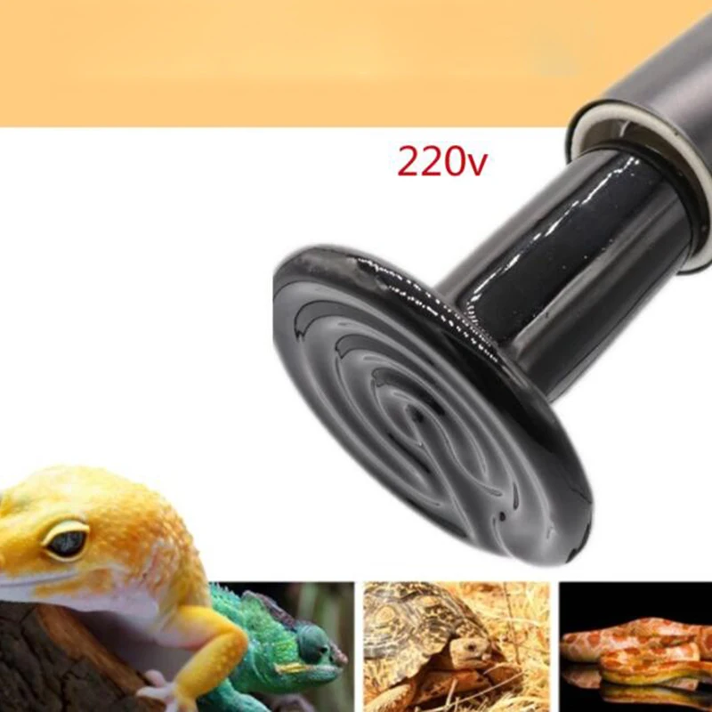 Lámpara de calefacción infrarroja para mascotas, bombilla de cerámica de 220V, lámparas para reptiles y pollos, 50W, 75W, 100W, 150W, 200W, Kit con soporte con Clip