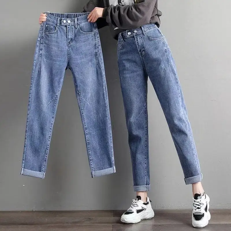 

Vintage High Waist Oversize 7XL Ankle-Length Jeans Stretch Baggy Denim Pants Casual Woman Spodnie Harem Pantalones Femme Hosen