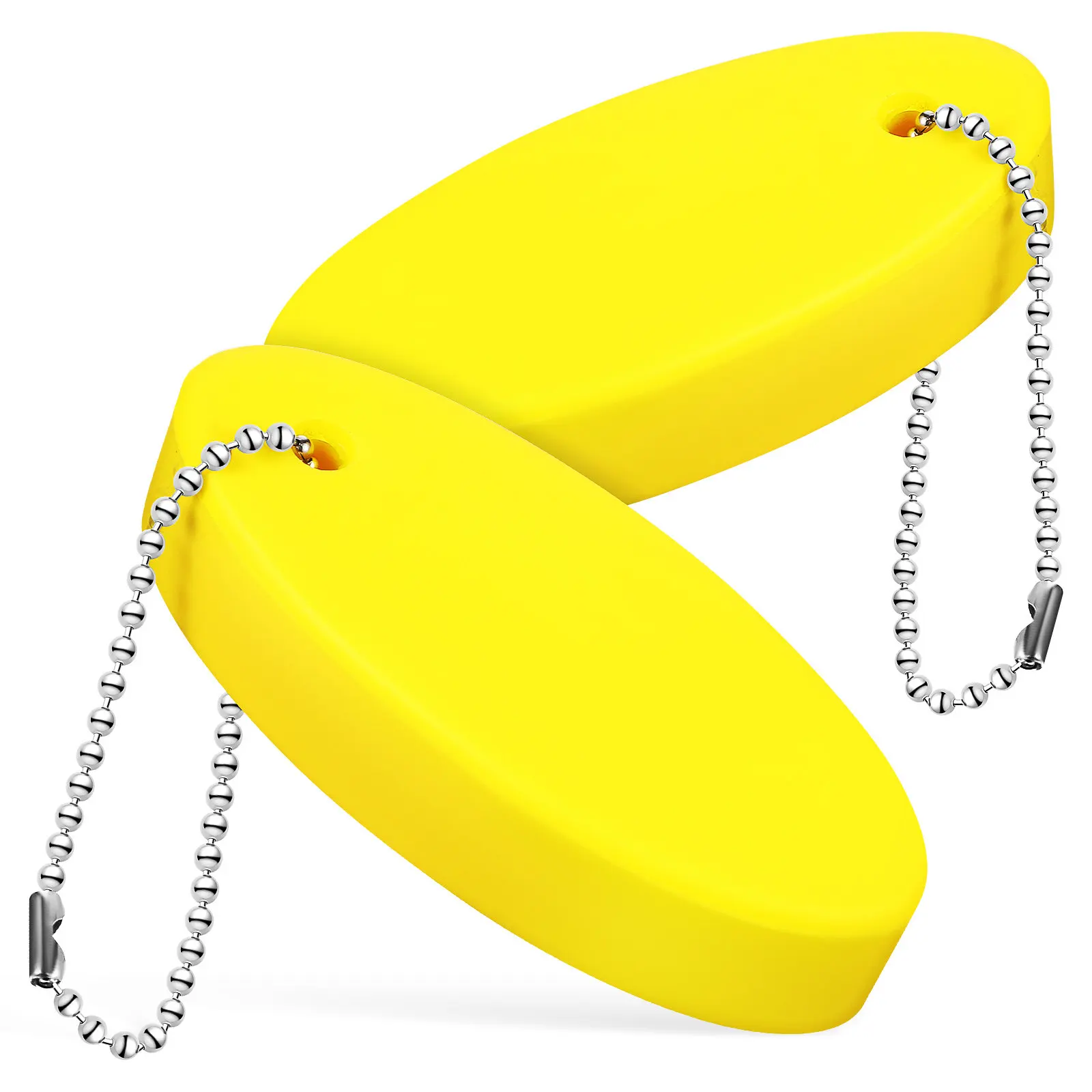 

2 шт. плавающие брелоки-кольца овальной формы, водонепроницаемые, ярко-желтые, для лодок, плавания, дайвинга, рыбалки