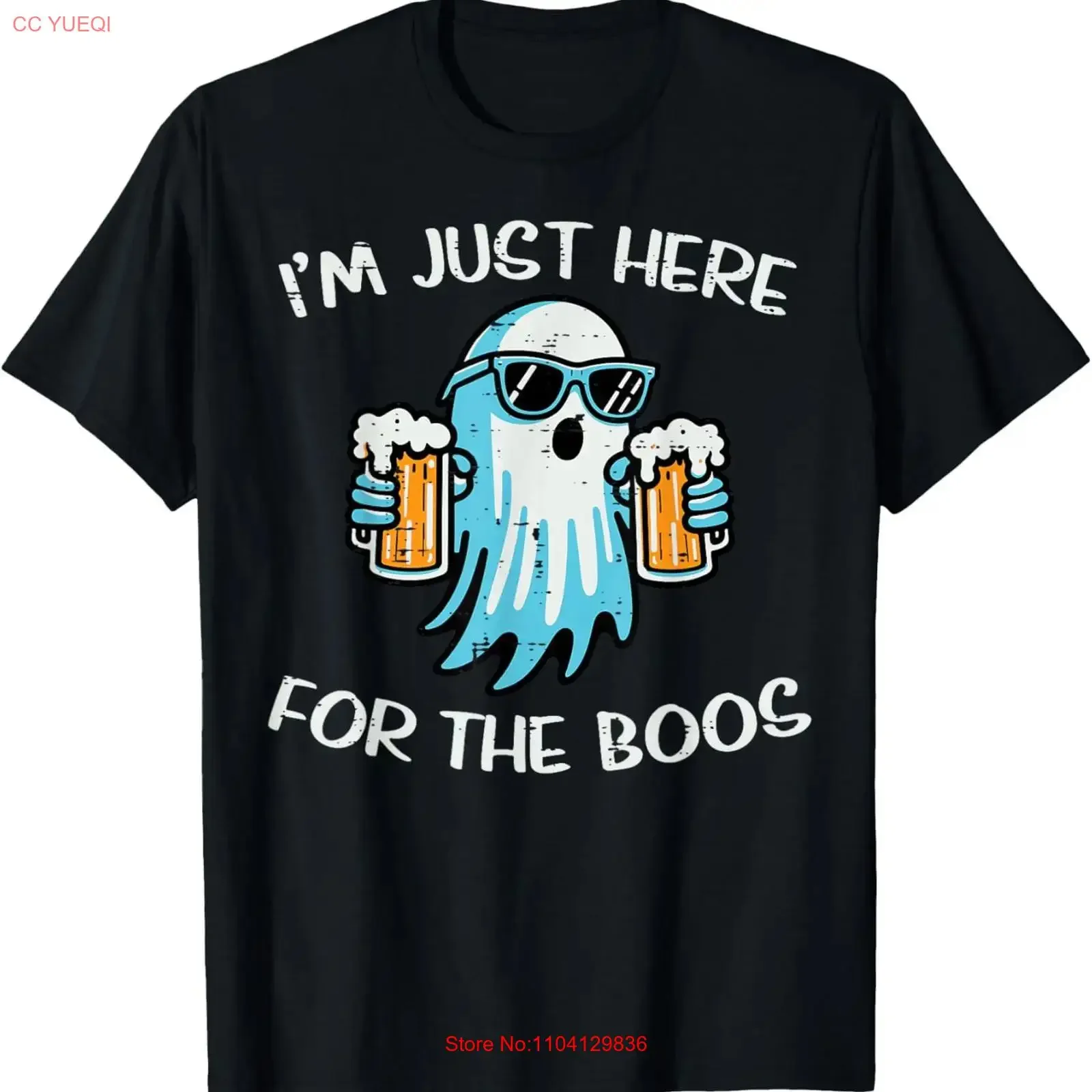 Halloween Here for Boos Ghost Funny Costume Design T Shirt vintage Washed Breathable Versatile designer clothes Stretched