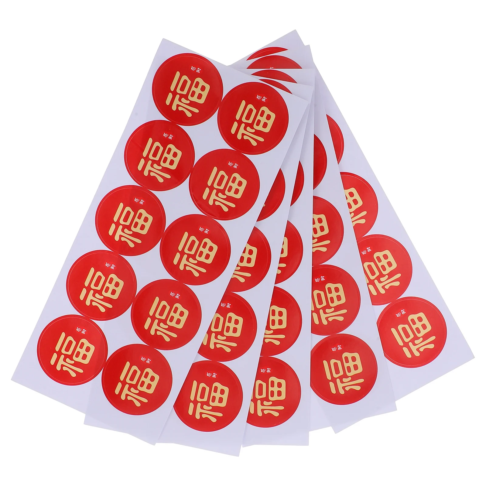 

5 Sheets Fu Character Stickers Chinese New Year Decals Round Adhesive Labels for Spring Festival Party Favor Gift Wrapping Seal