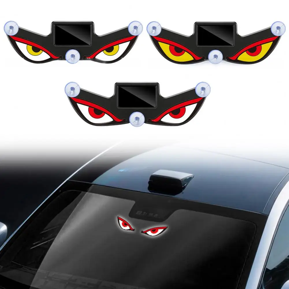 Picture 4: 3Pc Solar LED Car Decorative Light with Dynamic Eye Design USB-C Smart Sensor Car Light Vibration-Activated Suction Cup Mount 90