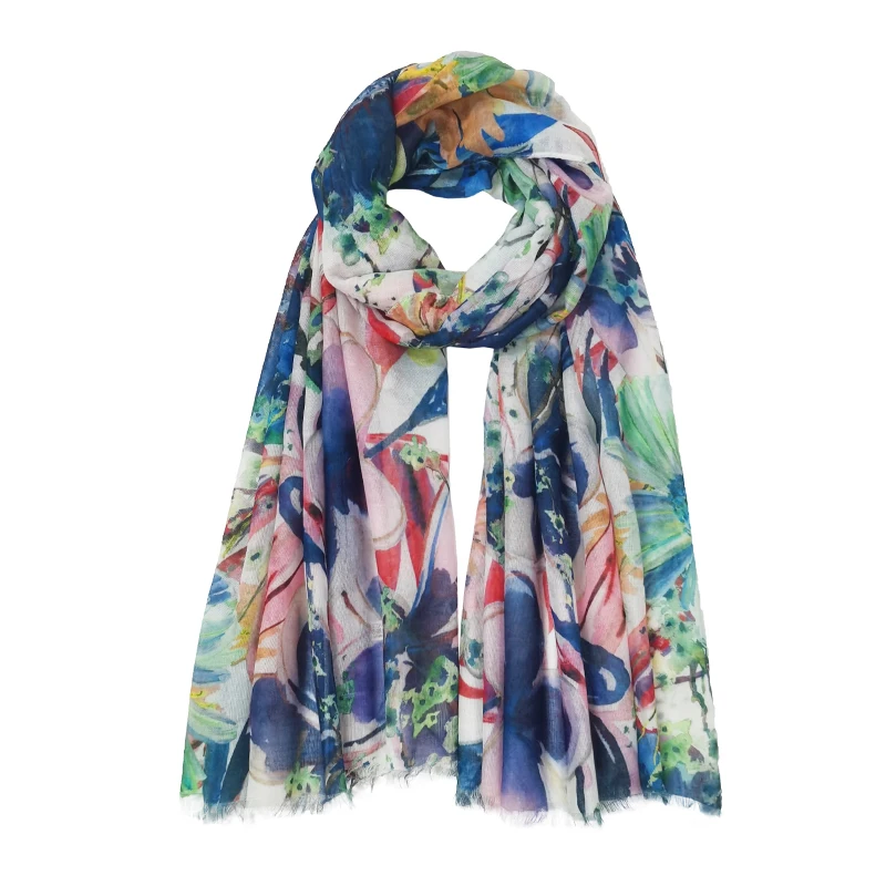 

90 * 180Cm Large Shawl Veil Scarf Floral Print Women'S Shawl Muslim Elegant Versatile Headscarf