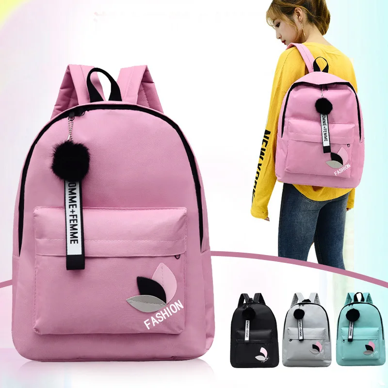 

Printed Leaves Backpack Women Large Capacity Rucksack Zipper Portable Knapsack Female Shoulder Bag Travel Bag Students Schoolbag