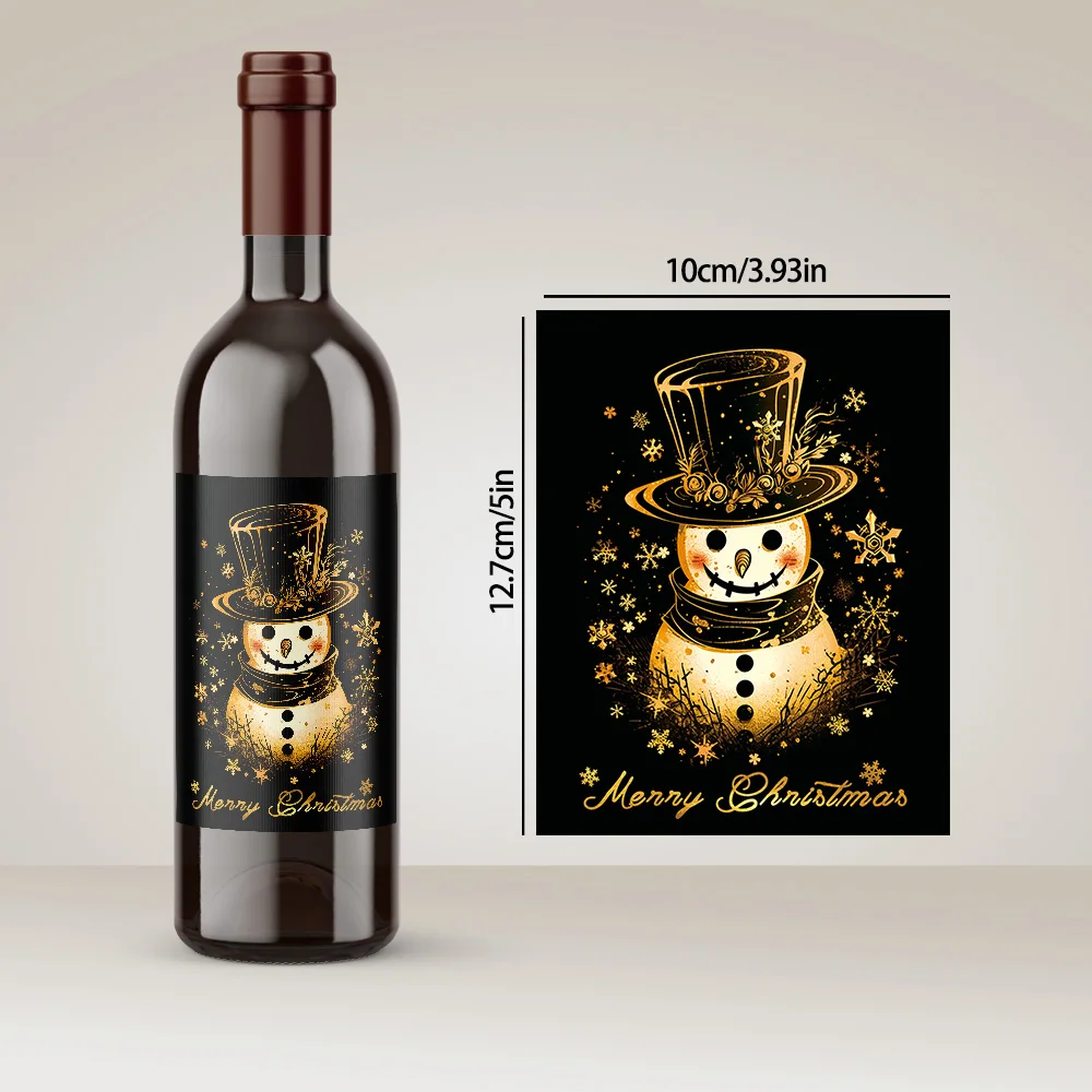 9pcs Christmas Decoration Wine Bottle Waterproof Stickers 5x3.93inch Christmas Wine Label, Christmas Party Decoration