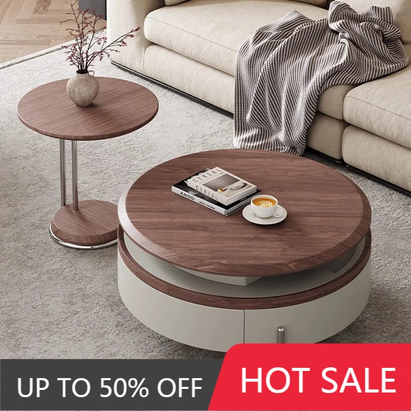 Round Trendy Coffee Tables Extendable Hidden Storage High Quality Rustic Coffee Table Designer Unique Table Basse Furniture Home