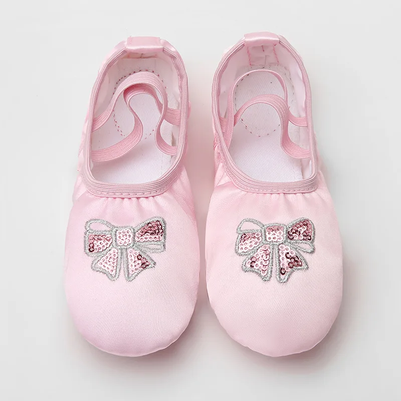 Silk Ballet Shoes for Girls, Dance Practice Slippers Split Soft Leather Flat Shoes(Toddler/Little Kid/Big Kid)