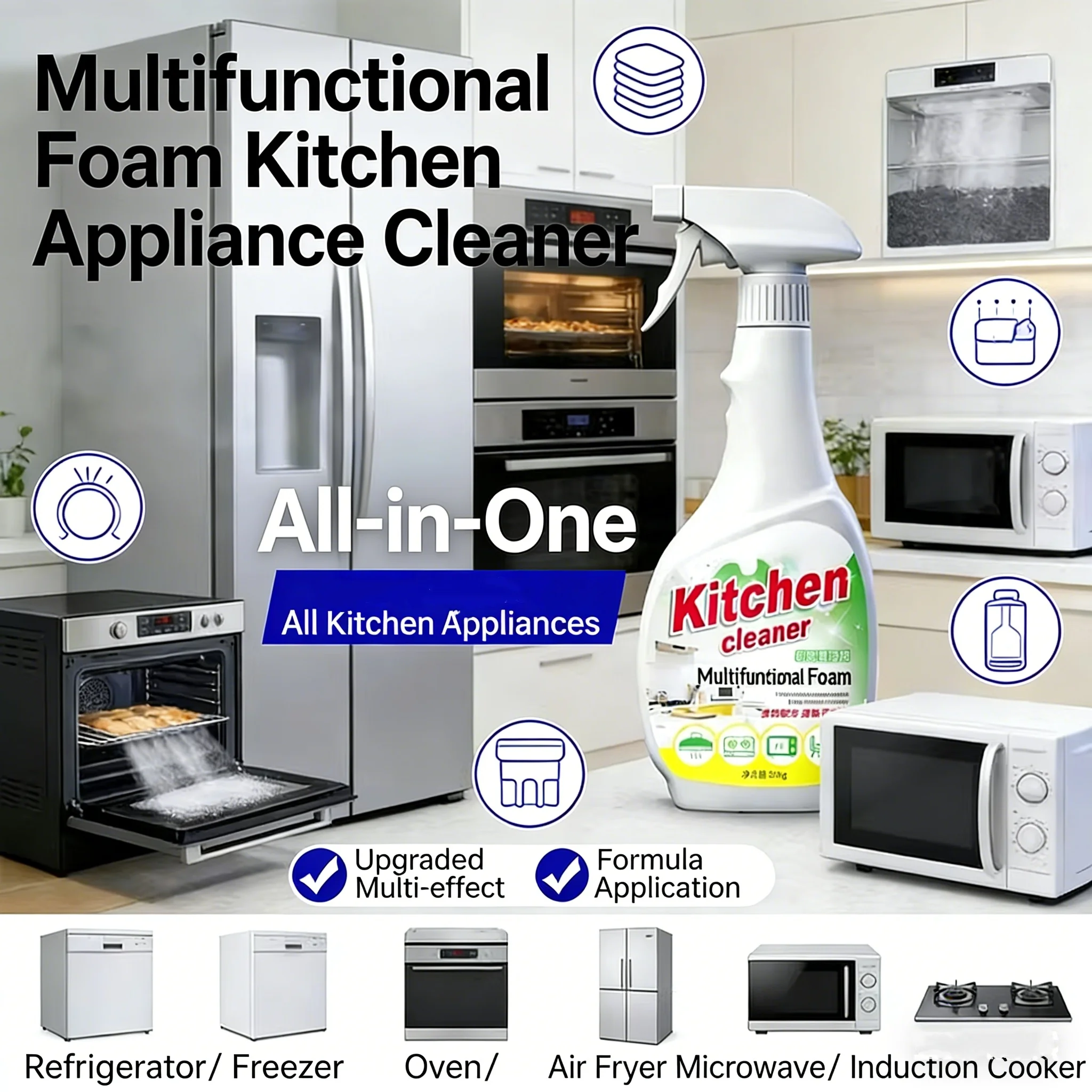 

Multifunctional refrigerator kitchen appliance cleaner 500ml,household cleaning foam,removes dirt grease,refreshes eliminates