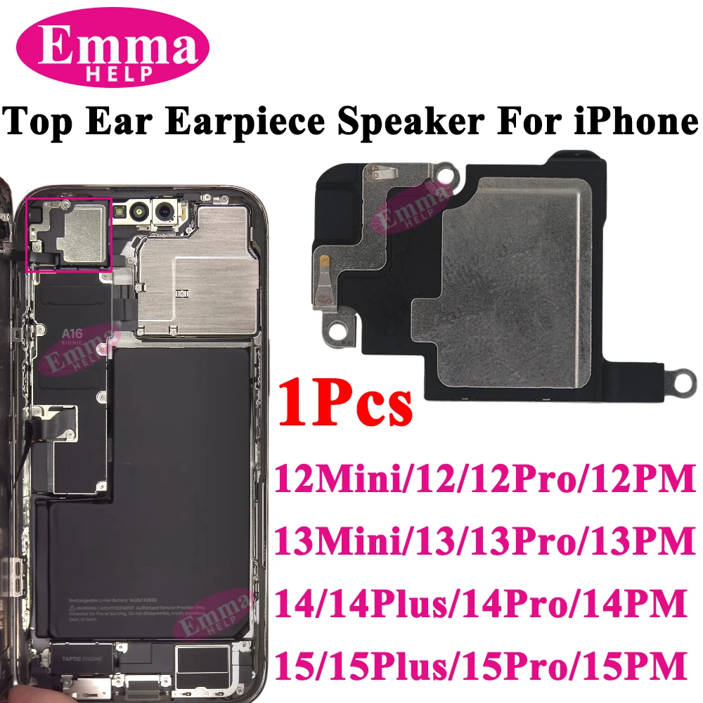 EmmaHelp 1Pcs Original Top Earpiece Speaker for iPhone 12 13 14 15 Pro Max Mini Front Ear Sound Receiver Replacement Repair Part