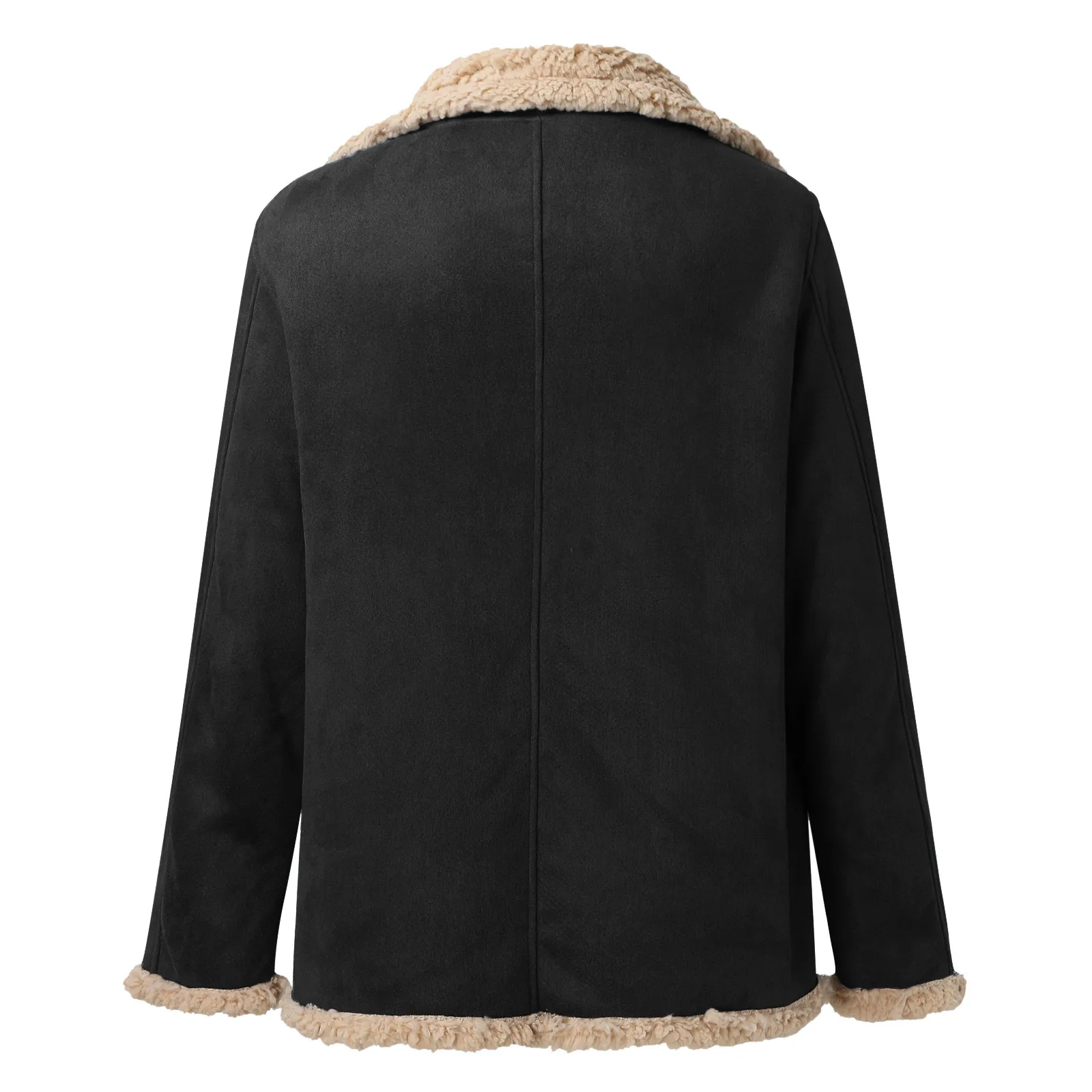 Vintage Thicken Coat Sheepskin Jacket Mens 2024 Fashion Simple Winter Coat Lapel Collar Long Sleeve Padded Leather Jacket