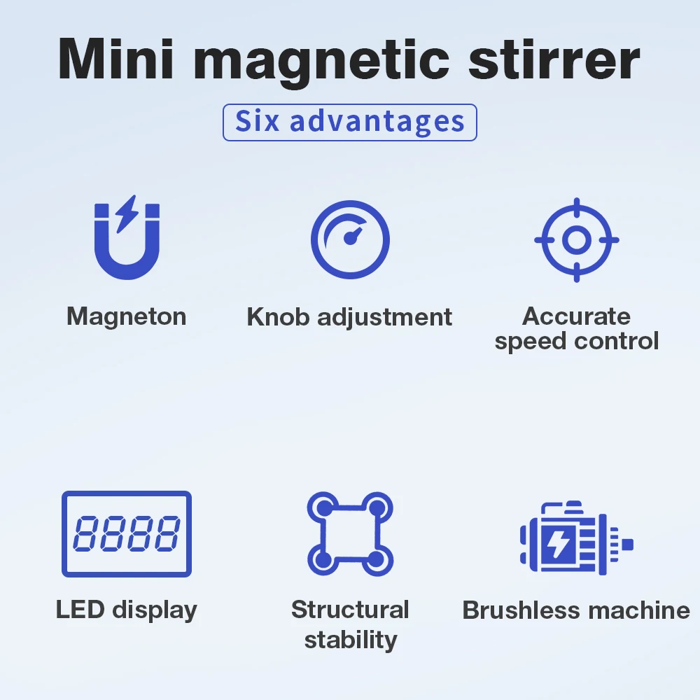 Mini agitatore magnetico Attrezzatura da laboratorio Agitatore magnetico Miscelatore magnetico 110v - 220v Con funzione timer barra di agitazione Display a LED