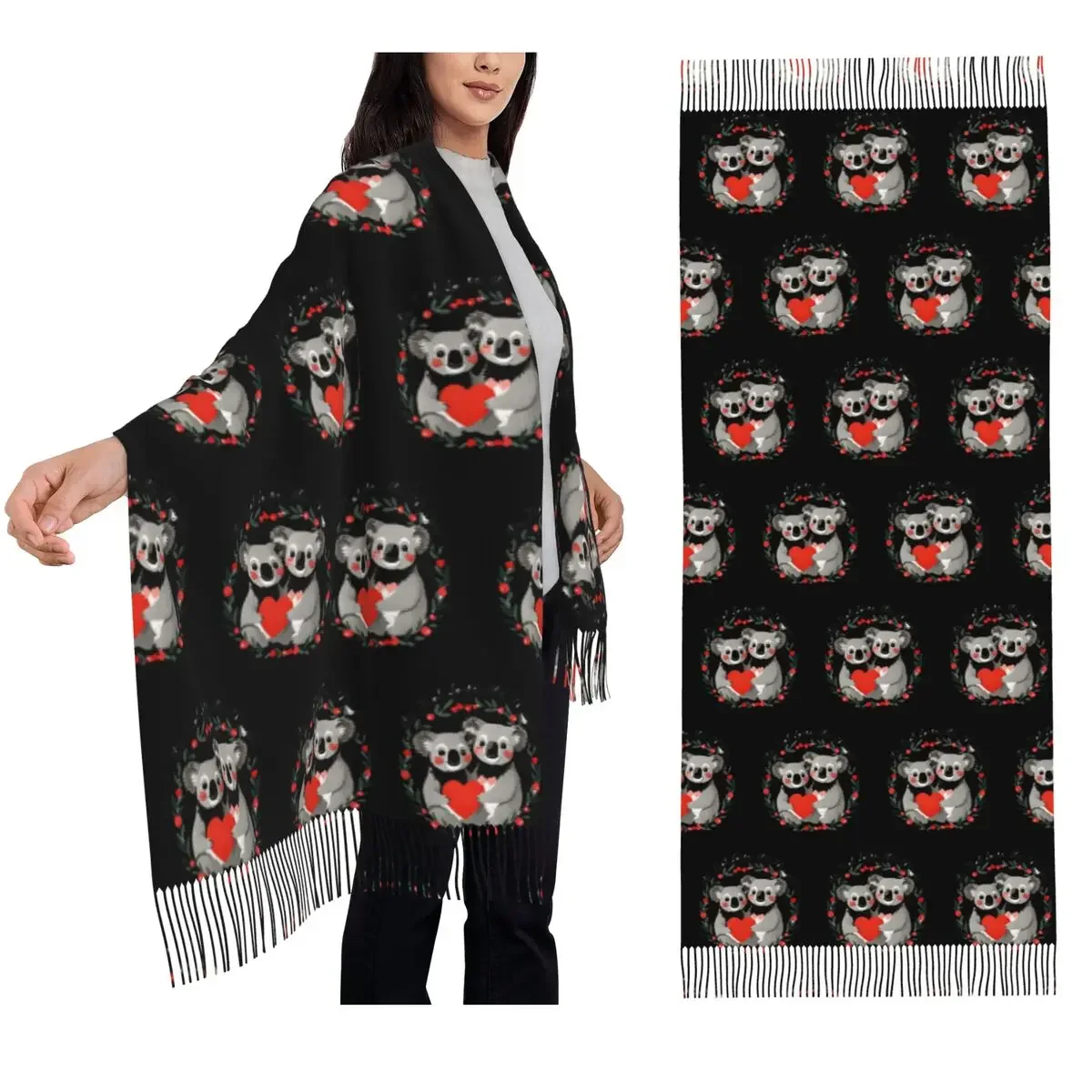 

Причудливые товары ко Дню святого Валентина, новые шарфы с медведем коалы для женщин, шали и накидки, длинная осенне-зимняя шаль