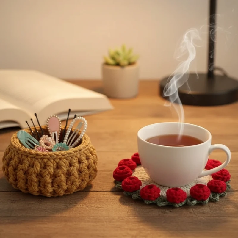 Elegant Handmade Crochet Flower Coasters Durable Heat Resistant Table Mats for Kitchen Dining Room Home and Holiday Decor