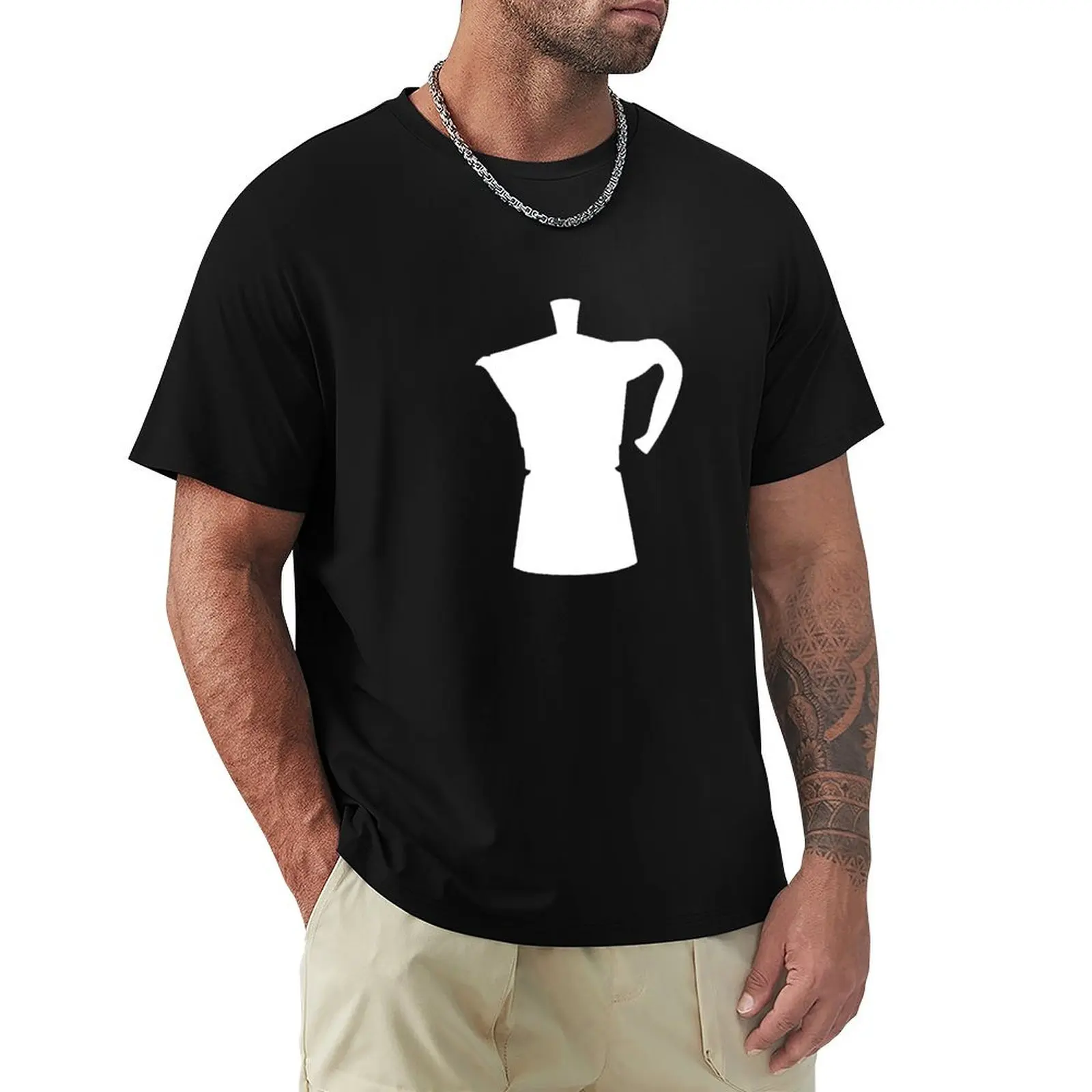 

White Moka Pot T-Shirt Personalized t-shirt T-shirts man anime figures cotton t shirt men