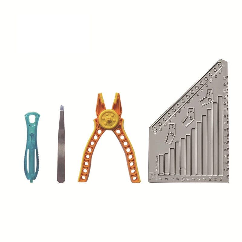 

Stemedu 0403 4-in-1 Building Blocks Tools Set (Orange Pliers+Blue Brick Separator+Tweezers+Ruler), Practical Assembly Aid Kit