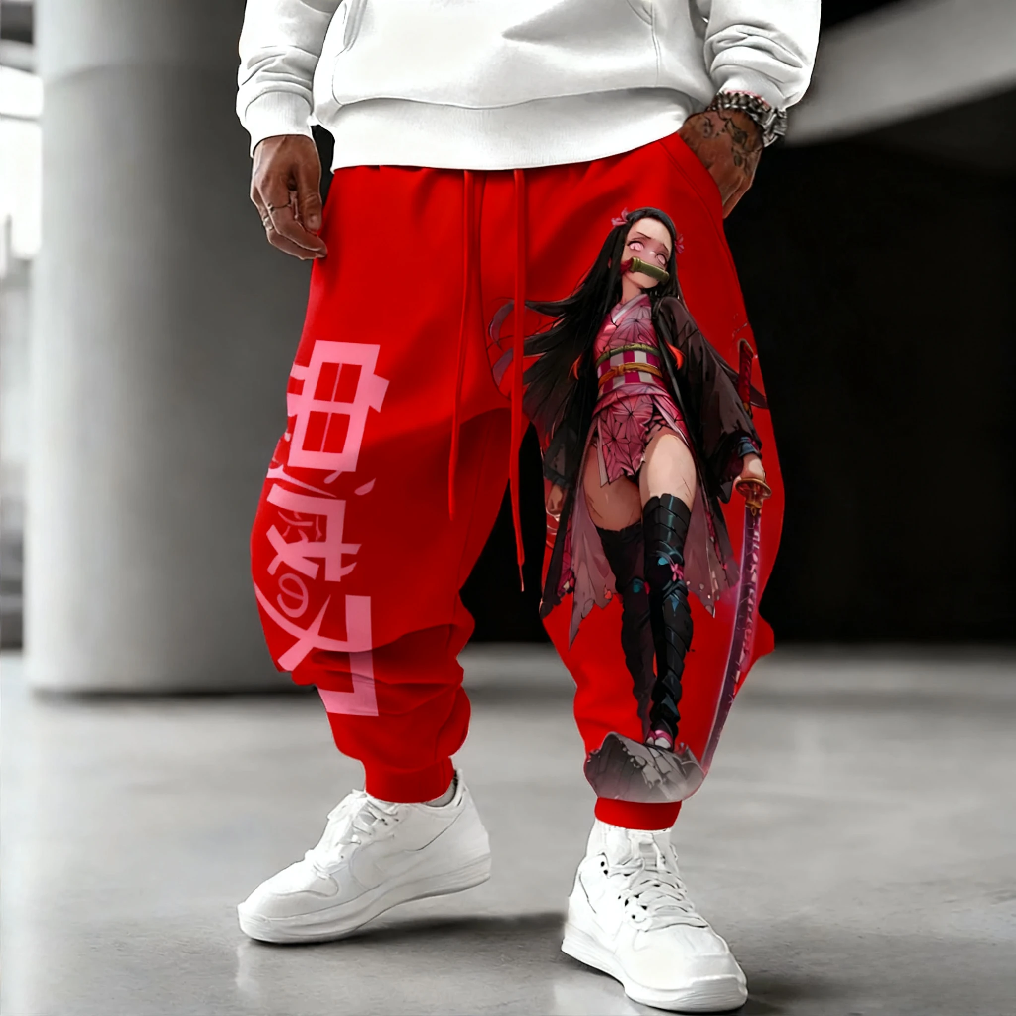 Pantalones de chándal Demon Slayer para hombre, pantalones deportivos para gimnasio, pantalones holgados informales, moda de otoño e invierno, ropa Y2k con estampado de Anime, pantalones de Hip Hop