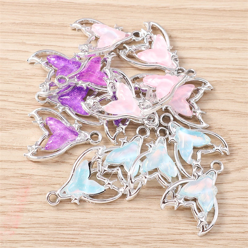 10pcs 16x21mm Cute Crystal Fish Tail Charms Pendants for Jewelry Making Drop Earrings Necklaces Bracelets DIY Crafts Accessories