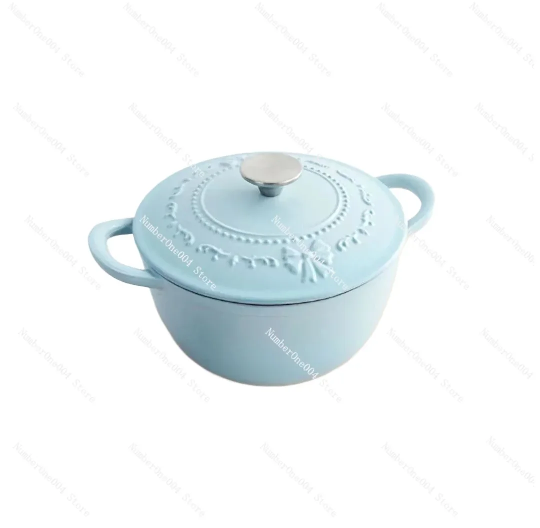 Cast Iron Enamel Pot, Saucepan, Enamel Seafood Pot, Mommy Pot, Wok, Saucepan, Flat Bottom Stew, Non-stick Electric Gas Universal