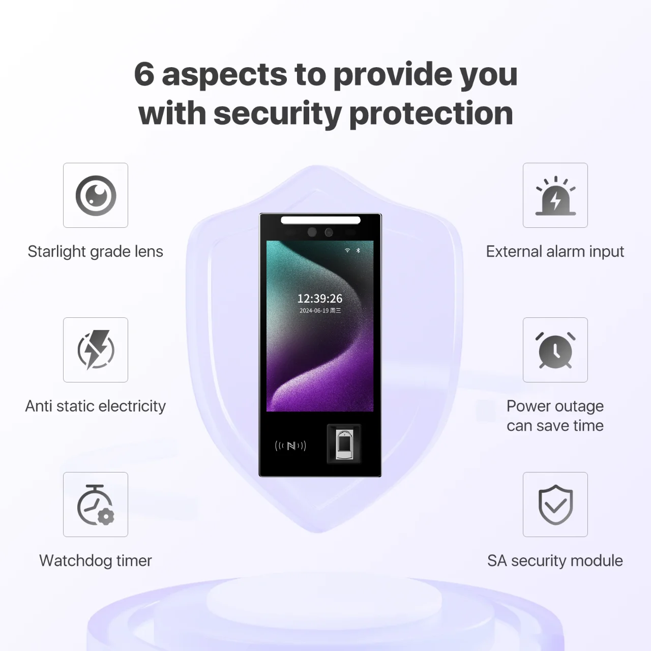 FCV4907 防水指紋認証出席機 NFCスキャナー ナイトビジョン 顔認証 Linuxアクセス制御 無料SDK OEM ODM