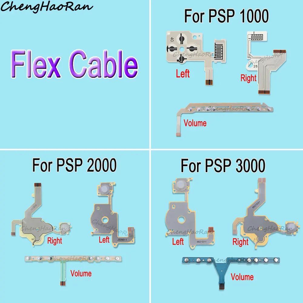 

ChengHaoRan For PSP 1000 2000 3000 Game Controller Repair Keyboard Conductive Membrane Keys Left Right Volume Ribbon Flex Cable