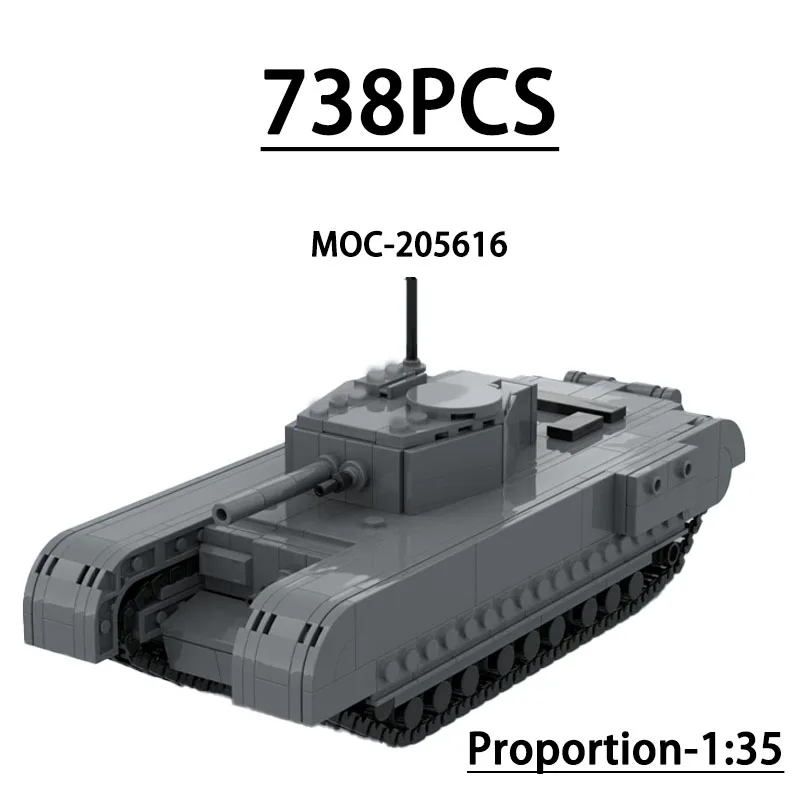 

Конструктор MOC-205616: Модель тяжелого танка 1:35, 738 деталей, развивающая игрушка для детей, подарок на День рождения, Рождество, Новый год