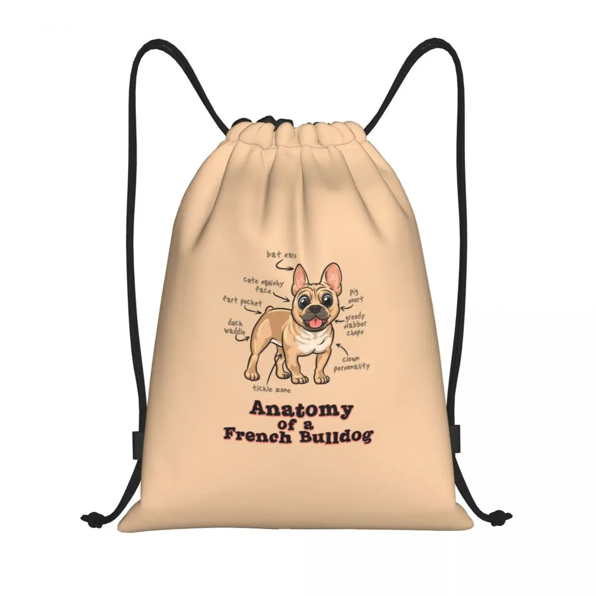 

The Anatomy Of A French Bulldog Drawstring Backpack Bags Women Men Lightweight Dog Animal Pet Gym Sports Sackpack Sacks for Yoga