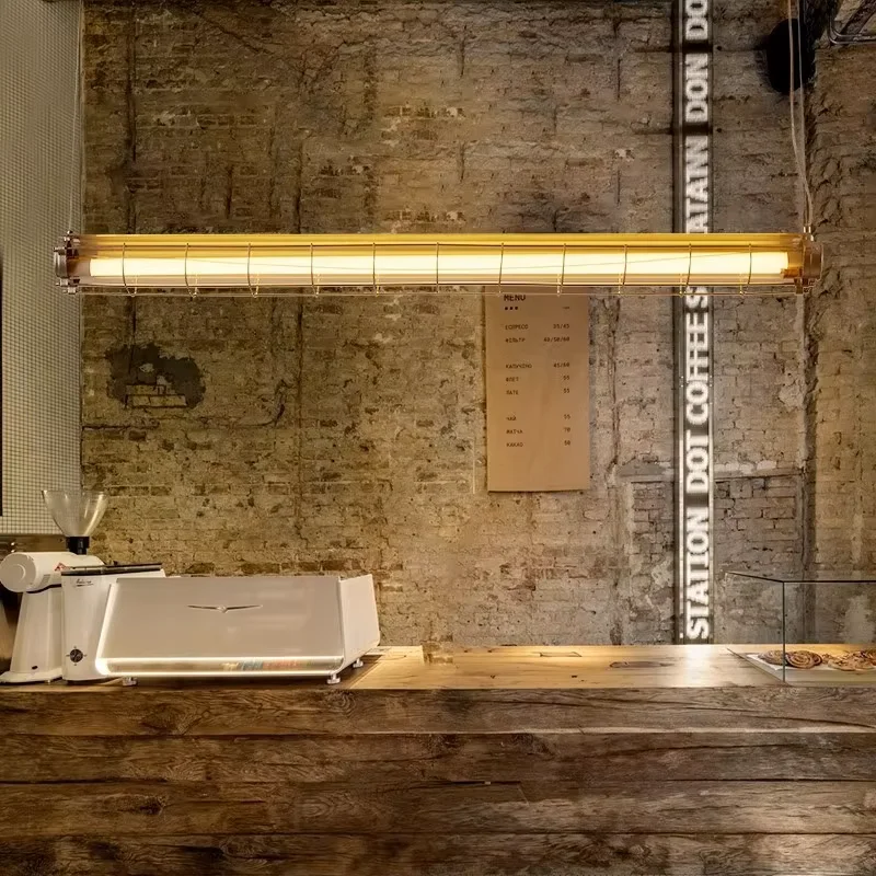 American Industrial Style Long Pendant Light Retro Metal Acrylic Pendant Light Dining Room Bar Clothing Store Decor Lamp GS911SQ