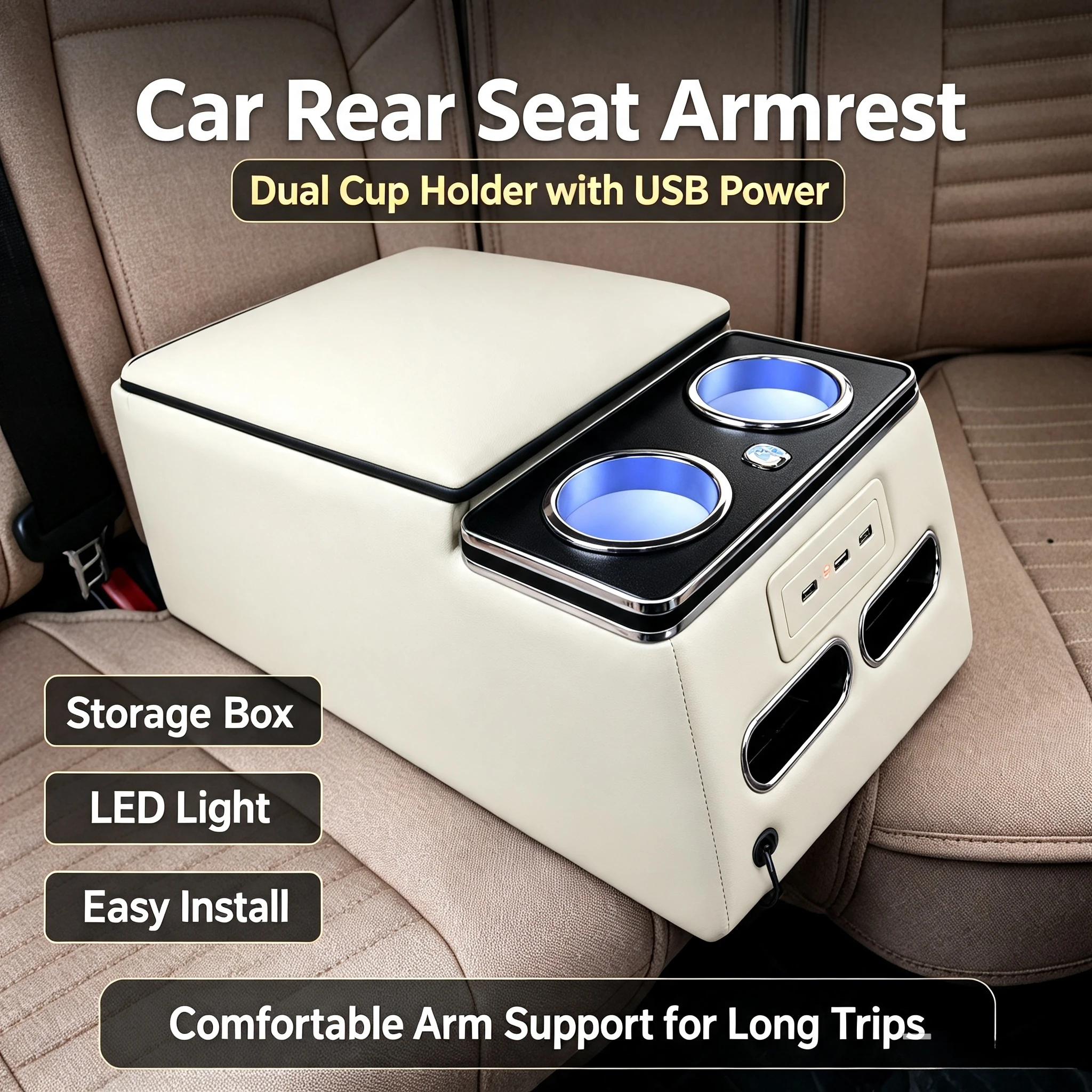 Car rear armrest ******iversal portable rear seat central storage box modified car armrest box interior