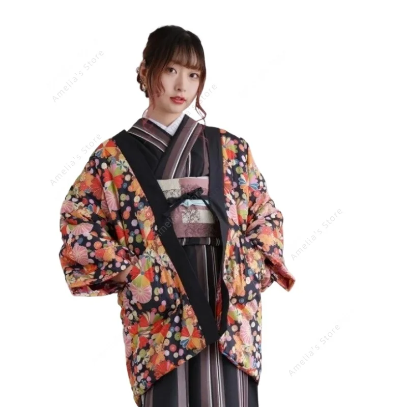 

Куртка Hanten, женская традиционная японская одежда, теплое пальто, домашняя одежда