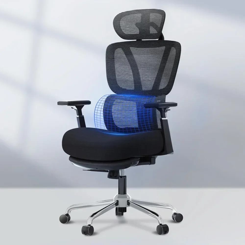 

Office Chair,Big and Tall Mesh Computer Desk Chair,Ergonomic Task Chair with Adjustable Lumbar Support,Headrest,Armrests