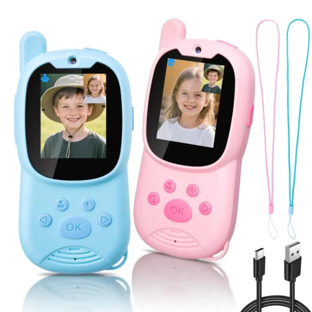 

with Cameras Video Walkie Talkies for Kids Rechargeable Adjustable Volume Video Intercom Voice Changer Long Range 1000FT