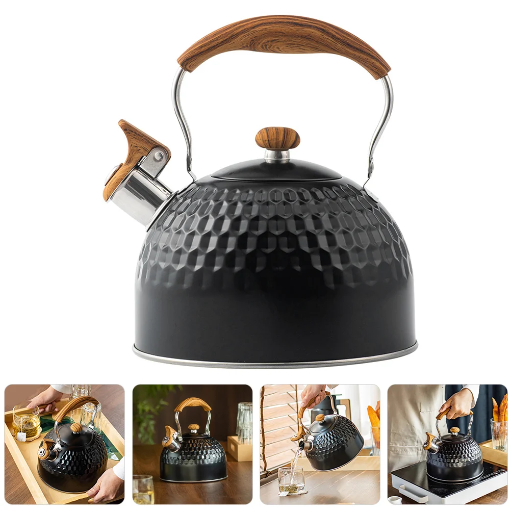 Kettle Tea Hammered Stainless Steel Chime and Coffee Pot 25l Stovetop Kitchen Boiler Water Black Boiling Whistling