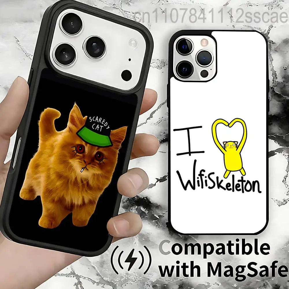 

Wifi Skeleton style CAT Magnetic Wireless Charging Case For iPhone 11,12,13,14,15,16,17,Pro,Max,Plus Shockproof Cover